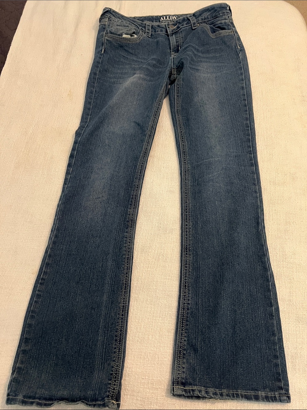 Alloy Apparal Tall Avery Dark Blue Bootcut Denim Distressed Jeans 15 x 37